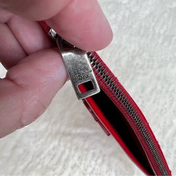 Saint Laurent Red Crinkled Leather Niki Bill Pouch Wallet - Picture 5 of 10